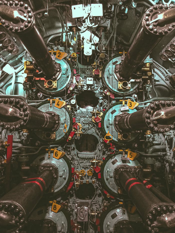 Close-up view of complex industrial machine interior showcasing engineering precision with numbered parts.